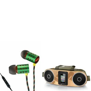 The House of Marley Bag of Rhythm Portable Audio System & Midnight Ravers Earphones with Mic - Rasta Image 1