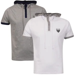 Ringspun Men's 2-Pack Oracle Short Sleeve Hooded T-Shirt - White/Grey Marl - S - White/Grey Marl Image 1