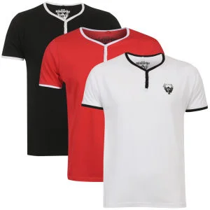Ringspun Men's 3-Pack Blade Grandad T-Shirts - Red/White/Black - S - Red/White/Black Image 1