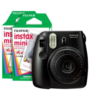 Fujifilm Instax Mini 8 Instant Photo Camera Bundle with 40 Photo Film Pack - Black Image 1