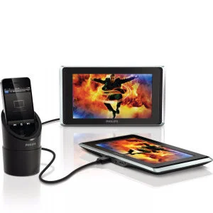 Philips PV9002i/12 In-Car Twin Screen 9 Inch Portable Video Player for iPod/iPhone/iPad Image 1