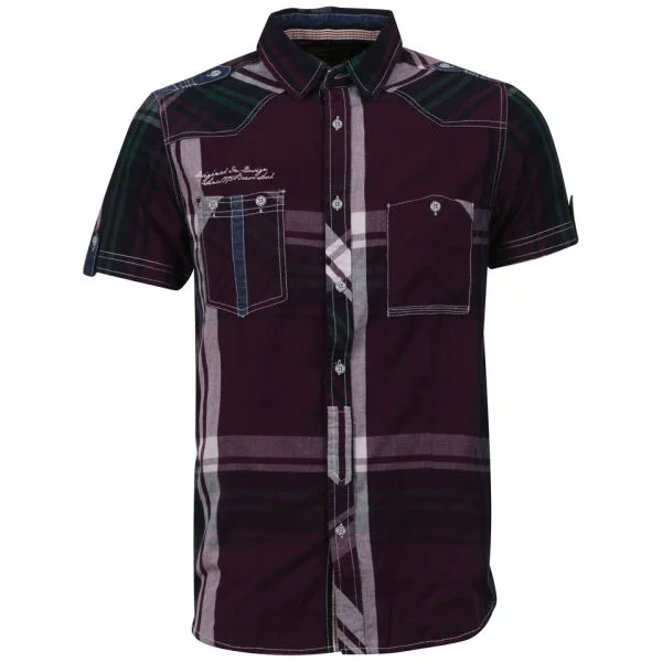 Brave Soul Men's Arcade All Over Check Shirt - Purple/Green/Navy/White - S - Purple/Green/Navy/White Image 1