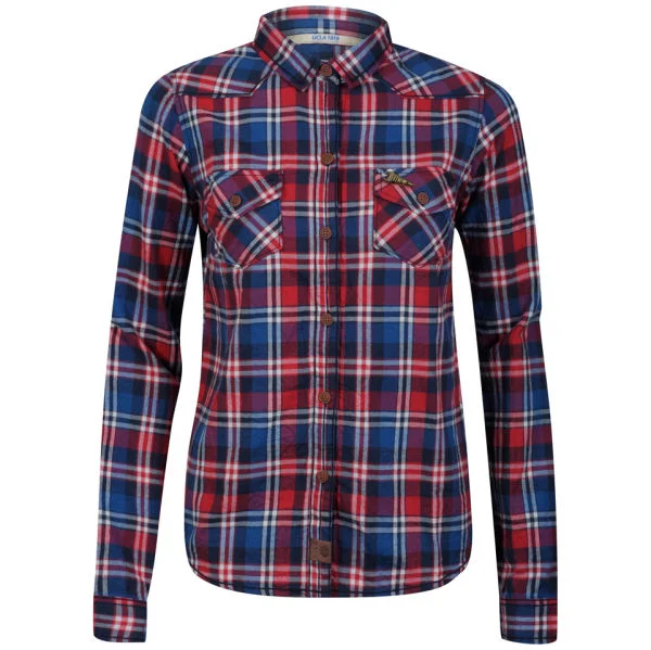 UCLA Women's Sutton Check Shirt - Red/Black - S - Red Image 1