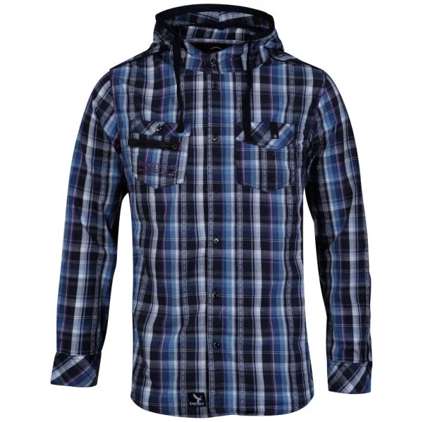 Benzini Men's Abbey Hooded Shirt Blue - S - Blue Image 1