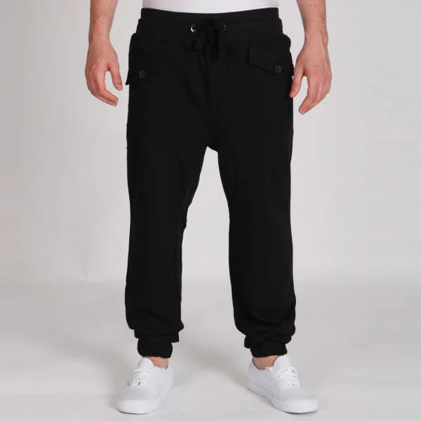 Brave Soul Men's Drawcord Jogging Bottoms - Black - S - Black Image 1