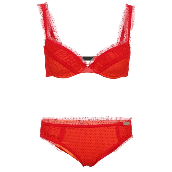 John Galliano Women's Polka Dot Lace Bikini - Red - 10 - Red Image 1