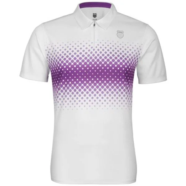 K-Swiss Men's Fading Stripe Polo Shirt - White/Purple Magic - S - White/Purple Magic Image 1