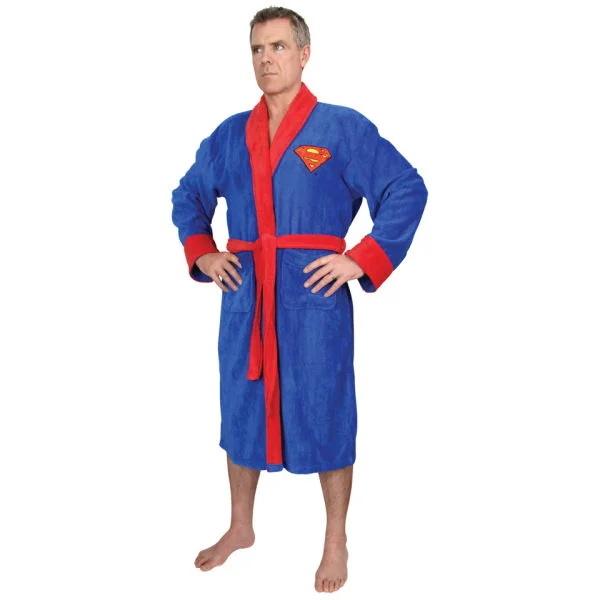 DC Comics Superman Towelling Bathrobe - Blue (One Size) Image 1