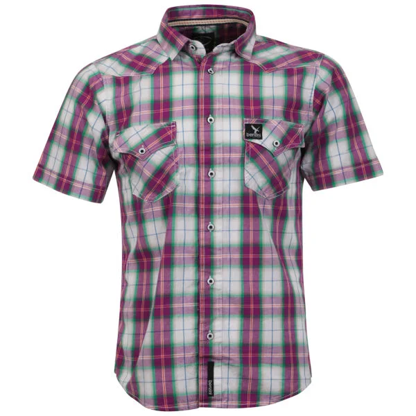 Benzini Men's Short Sleeved Check Shirt - Red - S Image 1