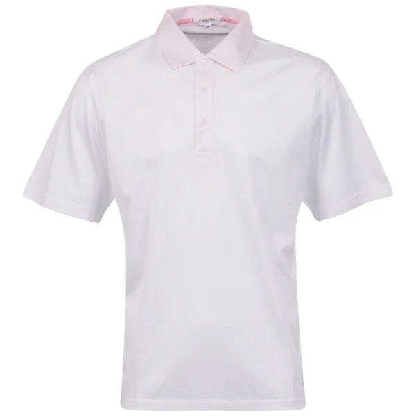 Calvin Klein Men's 3 Button Golf Polo - White/Pink - S - White/Pink Image 1