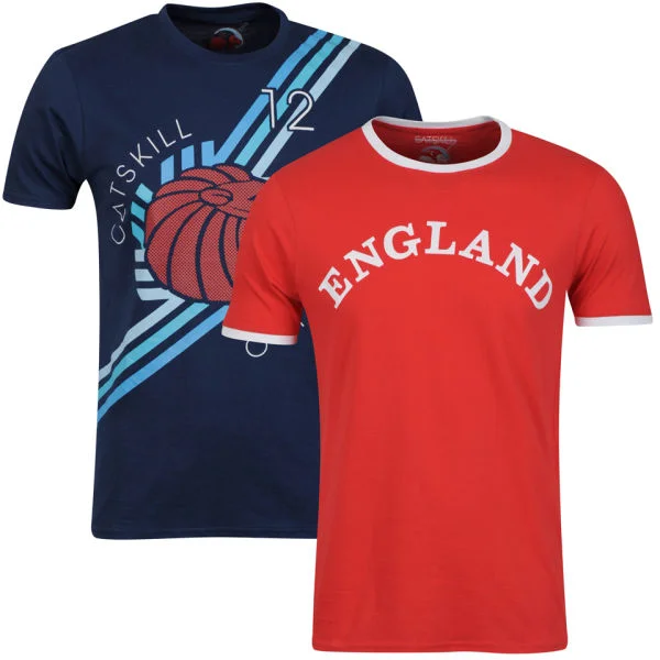 Catskill Men's 2-Pack Euston T-Shirts - Navy/Red - S - Navy/Red Image 1