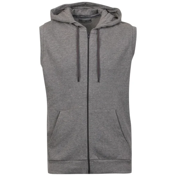 Brave Soul Men's Colombo Zip Thru Sleeveless Hoody - Grey/Charcoal - S - Grey/Charcoal Image 1