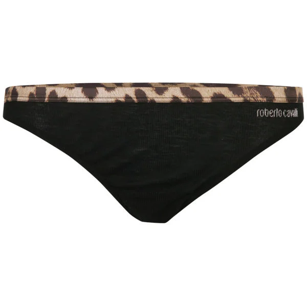 Roberto Cavalli Women's Animal Edge Thong - Black - M - Black Image 1