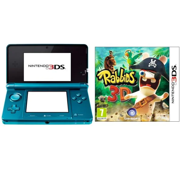 Nintendo 3DS Console (Aqua Blue) Bundle: Includes Rabbids 3D Image 1
