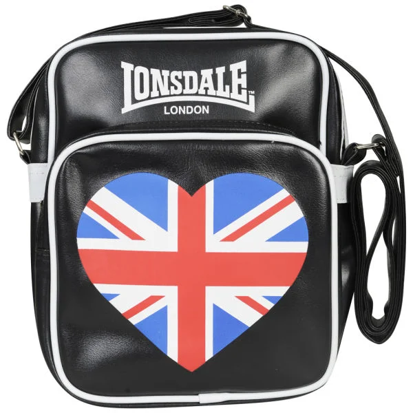 Lonsdale Zip Front Heart Messenger Bag - Black Image 1