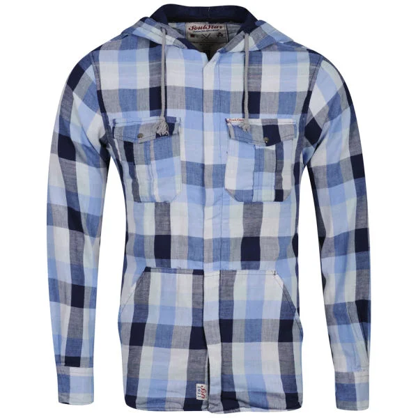 Soul Star Men's Hooded Shirt - Blue - S - Blue Image 1