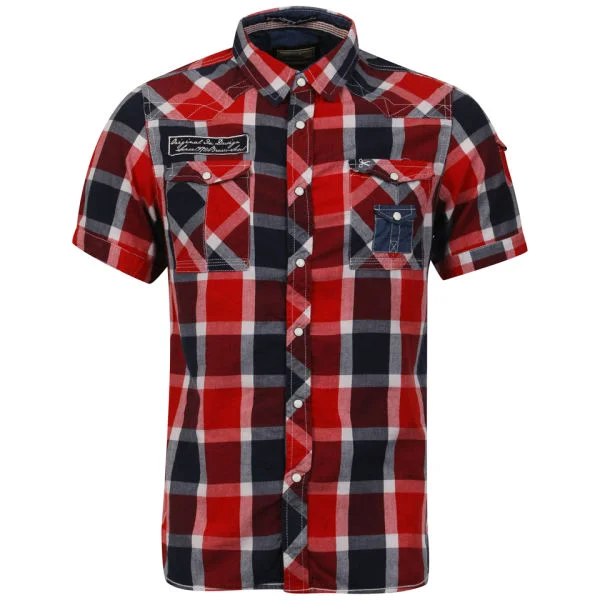 Brave Soul Men's Sanchez Check Shirt - Red/Navy/White - S - Red/Navy/White Image 1