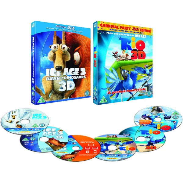 Rio 3D / Ice Age 3 3D (3D Blu-Ray, 2D Blu-Ray, DVD and Digital Copy) Image 1