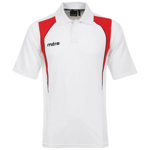 Men's Mitre Warren Polo T-shirt - White/Red - S - White Image 1