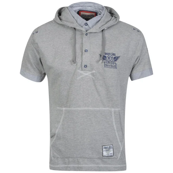 Brave Soul Men's Kobane Hooded Shirt - Greymarl - S - GreyMarl Image 1