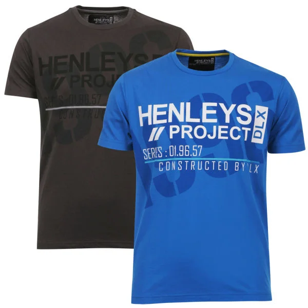Henleys Men's 2 Pack T-Shirts - Timber Cobalt/Timber Charcoal - M - Multi Image 1