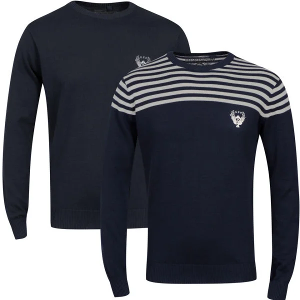 Ringspun Men's 2-Pack Scope Crew Neck Jumper - Solid Navy/Stone Stripe - S - Solid Navy/Stone Stripe Image 1
