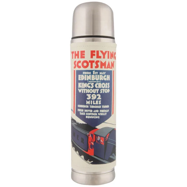 Flying Scotsman Stainless Steel and Faux Leather Flask Image 1