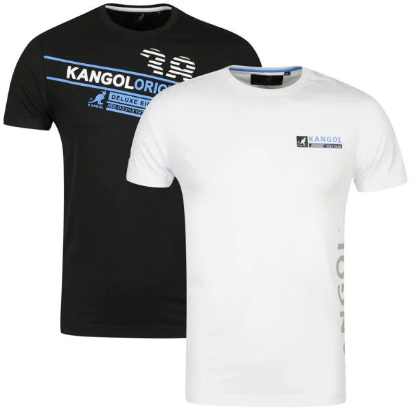 Kangol Men's Minister and Flip 2 Pack T-shirts - Black/White with Blue - S - Black/Whitew.Blue Image 1