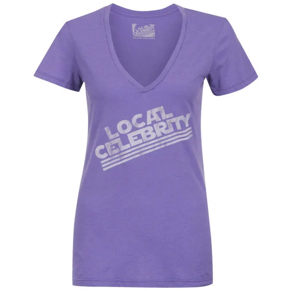 Local Celebrity Women's Local Celebrity V Neck T-Shirt - Purple - S - Purple Image 1