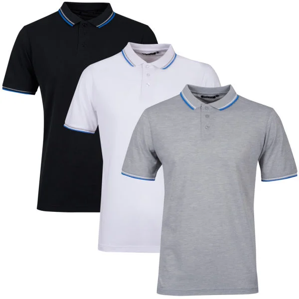 Brave Soul Men's 3-Pack Tip Polo - Light Grey Marl/White/Black - S - Light Grey Marl/White/Black Image 1