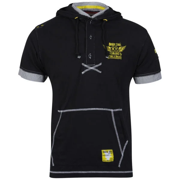Brave Soul Men's Kobane Hooded Shirt - Black - S - Black Image 1