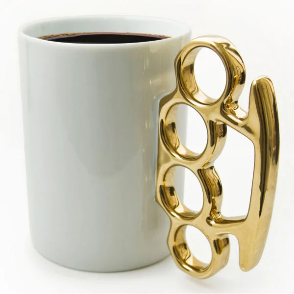 Knuckle Duster Mug - White and Gold Image 1