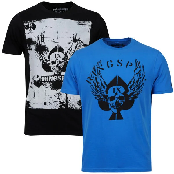 Ringspun Men's Graphic Printed T-Shirt Two pack Black/Royal Cardshark - S - Royal Image 1