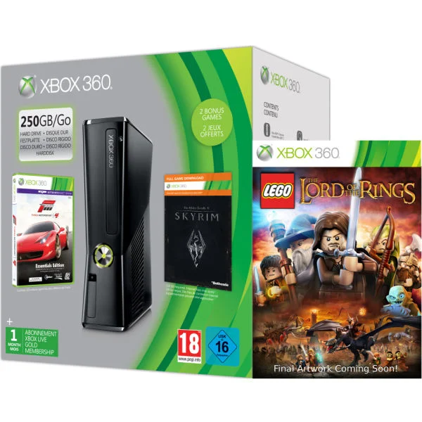 Xbox 360 250GB Holiday LEGO LOTR Bundle (Includes LEGO: Lord of the Rings, Forza 4 'Essentials Edition', Skyrim 'Live DLC', 1 Month Xbox Live) Image 1