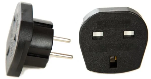 UK 3 Pin to Euro 2 Pin Power Travel Adapter Image 1