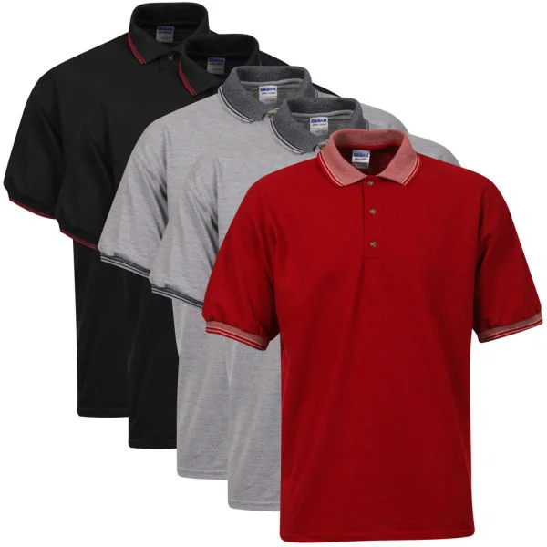 Gildan Men's 5-Pack Polo Shirts - Grey/Red/Trim Black - M - Grey/Red/Trim Black Image 1