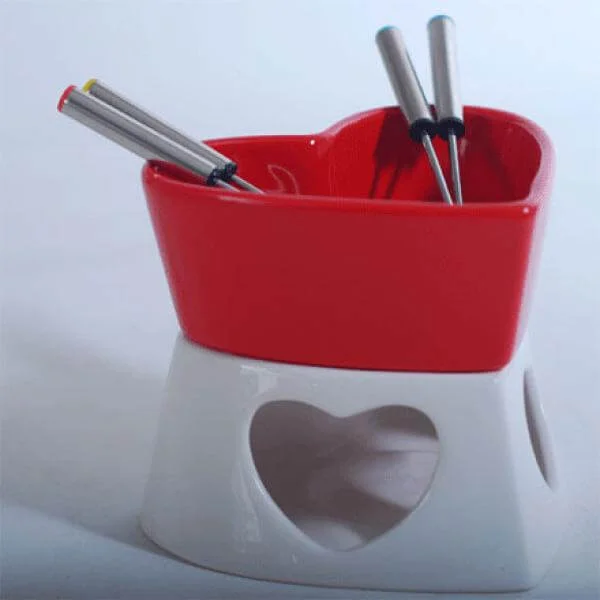 Heart Shaped Chocolate Fondue Set - Valentine Gifts Image 1