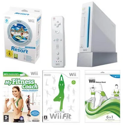 Wii Console (Including Wii Sports Resort, My Fitness Coach: Cardio Workout, Wii Fit & 6 in 1 Wii Fit Pack) Image 1