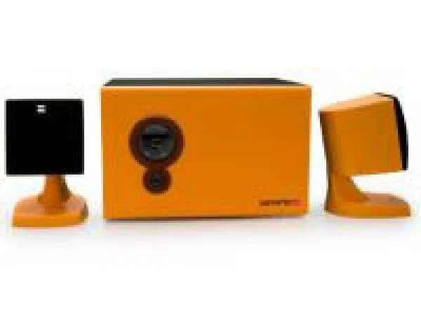 SOYNTEC Voizze 220 2.1 Speakers - Orange Wooden Subwoofer Image 1
