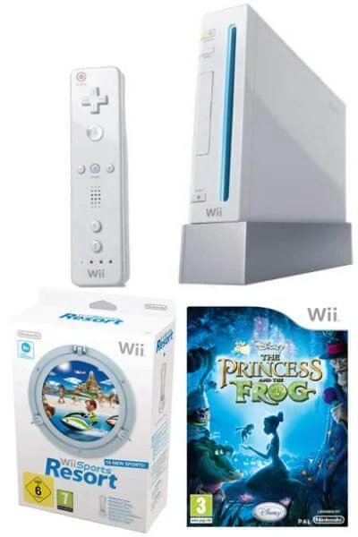 Nintendo Wii Console: Bundle (Including Wii Sports Resort & The Princess And The Frog) Image 1