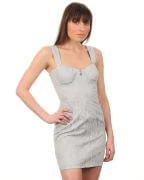 Lipsy Zip Fronted Fitted Dress - Silver - 8 - Silver Image 1