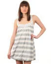 Yumi Stripe with Neck Detail Dress - Grey - S - Grey Image 1