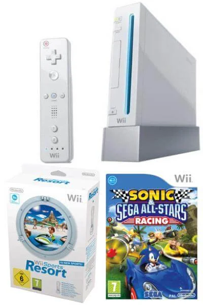 Nintendo Wii Console: Bundle (Including Wii Sports Resort, & Sonic & Sega All-Stars Racing) Image 1