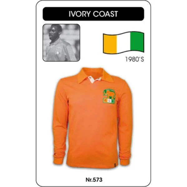 Ivory Coast 1980's Long Sleeve Retro Football Shirt - S - Orange Image 1