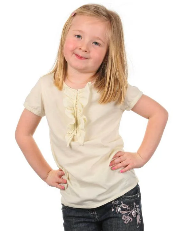 Polo Ralph Lauren Girls Ruffle Top - Ecru - 2 - Cream Image 1