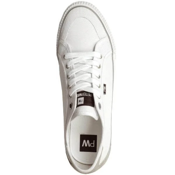 Peter Werth Canvas Trainers White/Navy - 6 - White Image 1