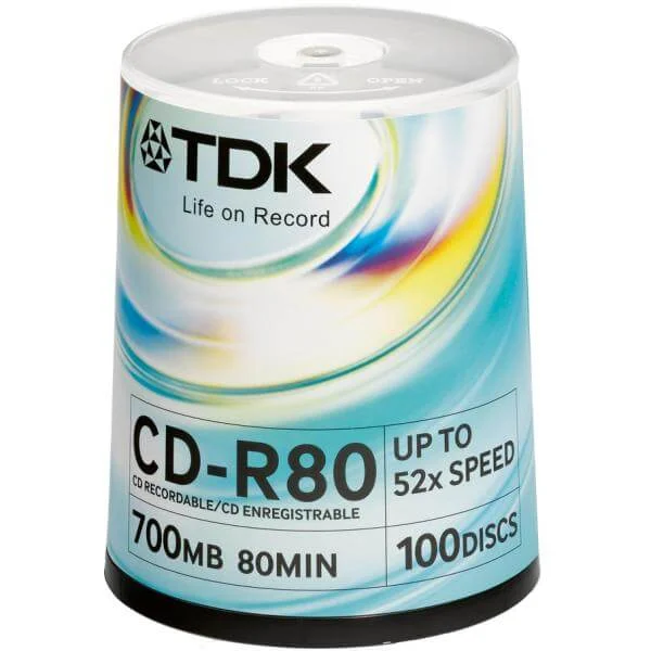 TDK CD-R 52x Speed (100pk) 80CBA100 Image 1