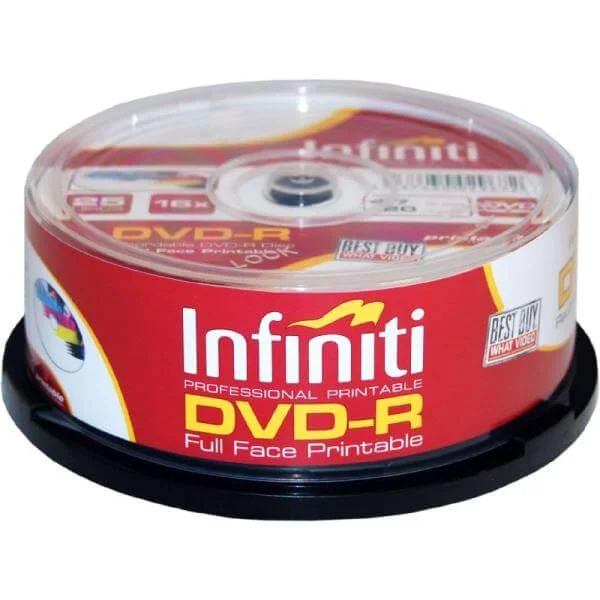 Infiniti DVD-R 16x Speed (25 Pack) Printable Full-Face - (RS16XDVDMR25P) Image 1