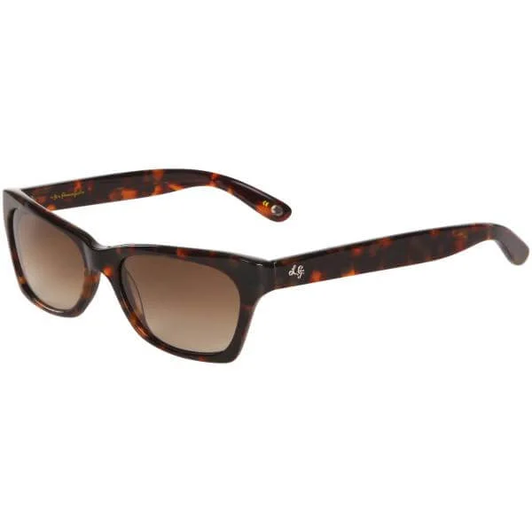 Lulu Guinness Annabelle Logo Arm Retro Sunglasses - Tortoise Frame/ Brown Lens Image 1