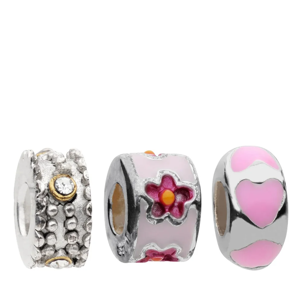 Amadora Silver Flower and Beads Pack of Three Charms - Silver Image 1